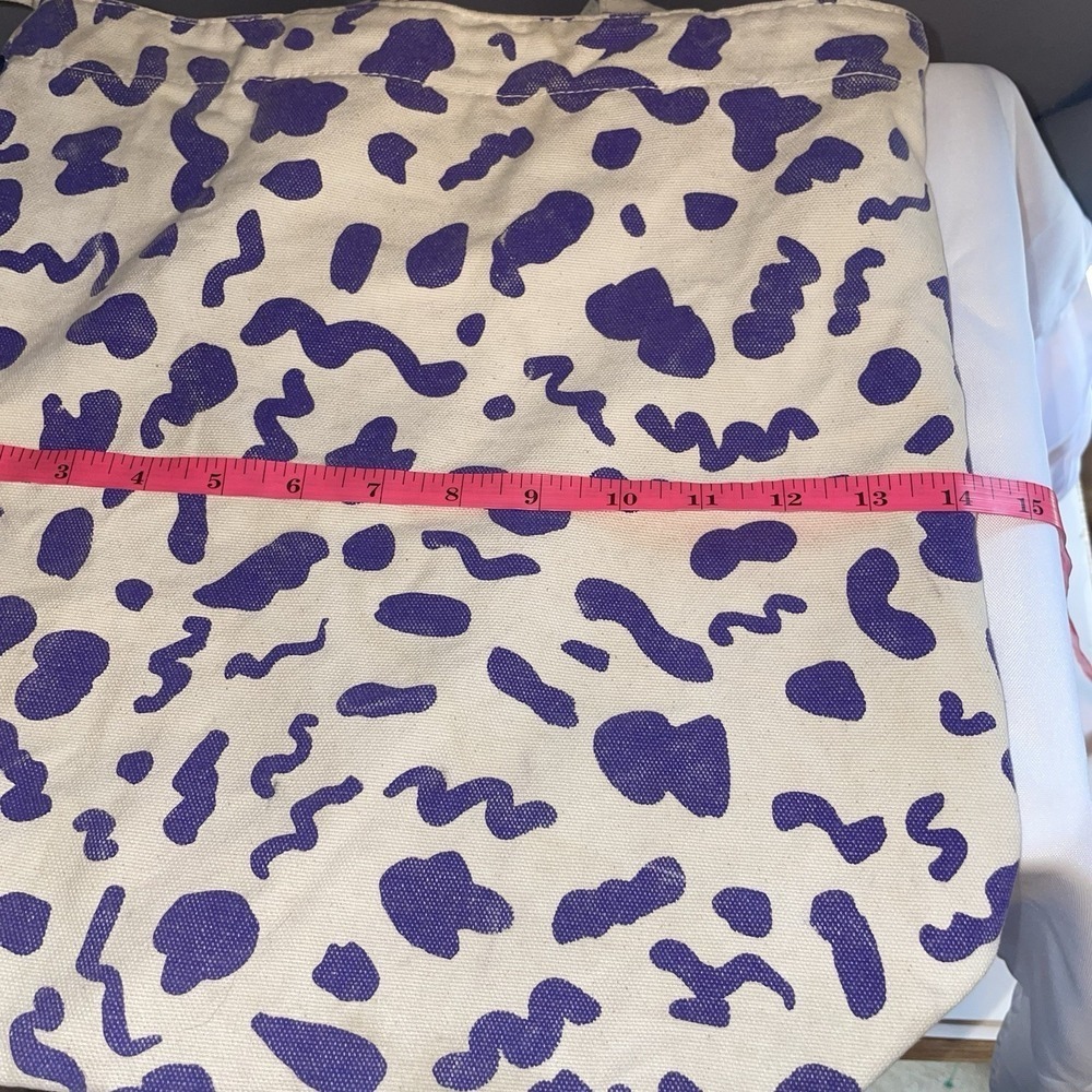 Baggu Duck Bag Shopper Canvas Tote Leopard Print Purple White Machine Washable - Picture 5 of 11